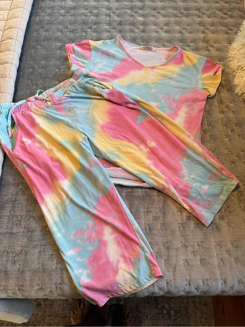 Tie-Dye Pajama Set - Pastel Pink Blue Yellow
